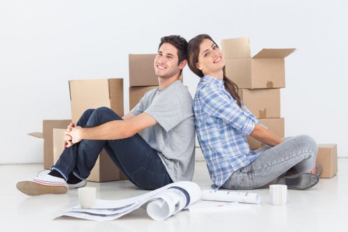 West Kensington business move with labelled boxes and furniture setup
