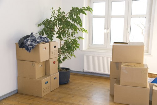 Packed boxes and furniture ready for house removals
