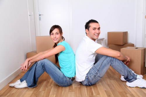 Boxes and furniture being loaded for a local West Kensington house move